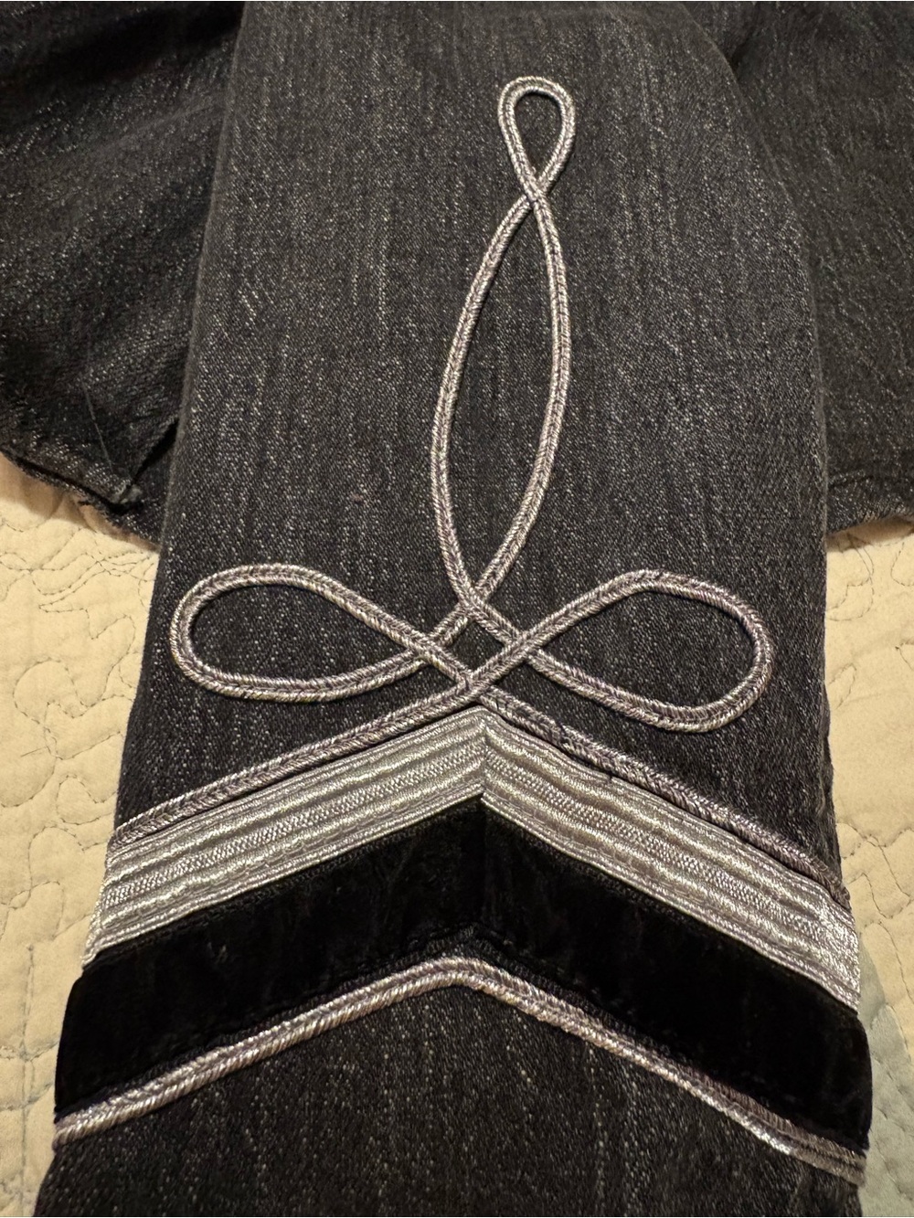 Ralph Lauren Military-Style Jacket - Black Wash Denim w Ornate Soutache Trim (6) - Picture 9 of 14